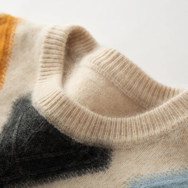 Premium Mink Cashmere Argyle Pullover Sweater