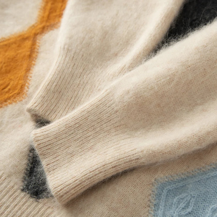 Premium Mink Cashmere Argyle Pullover Sweater
