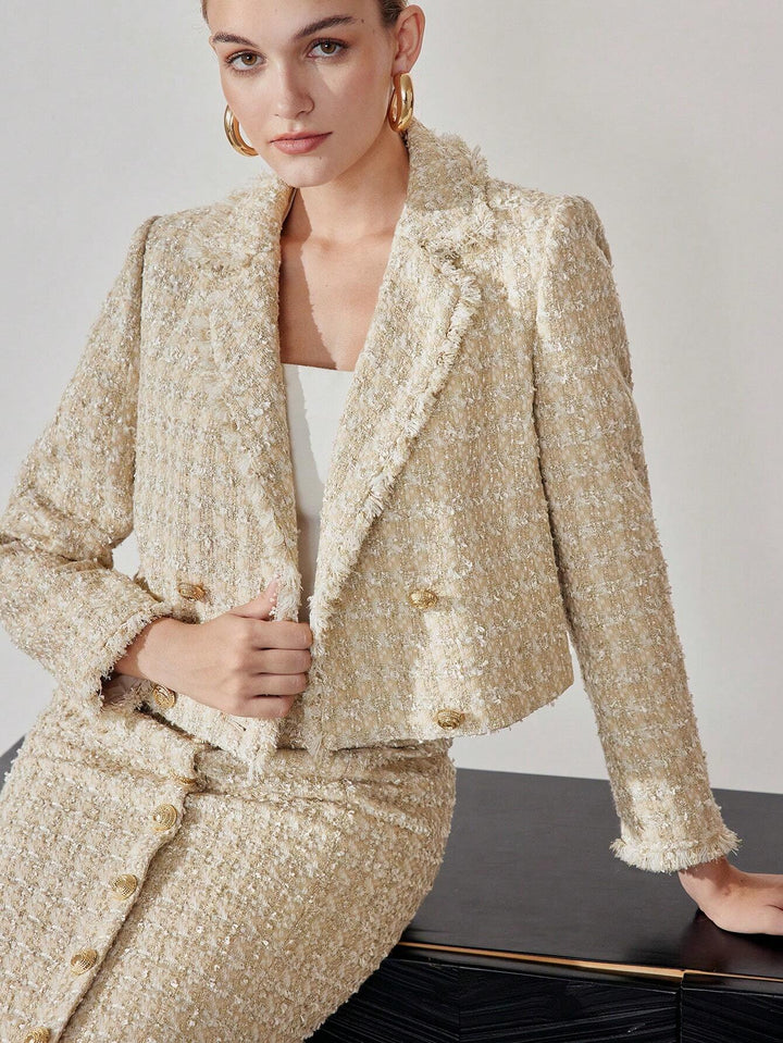 Premium Tweed Cropped Blazer Set