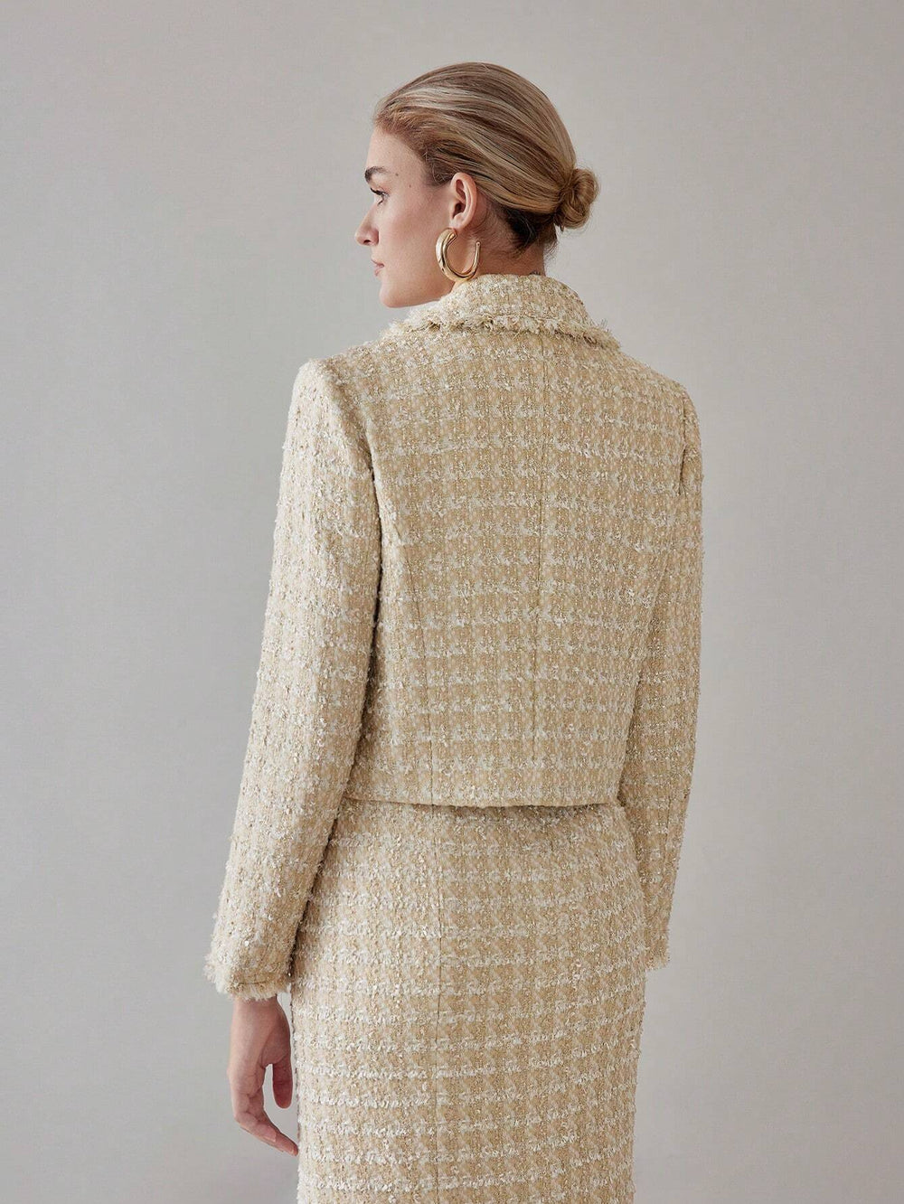 Premium Tweed Cropped Blazer Set