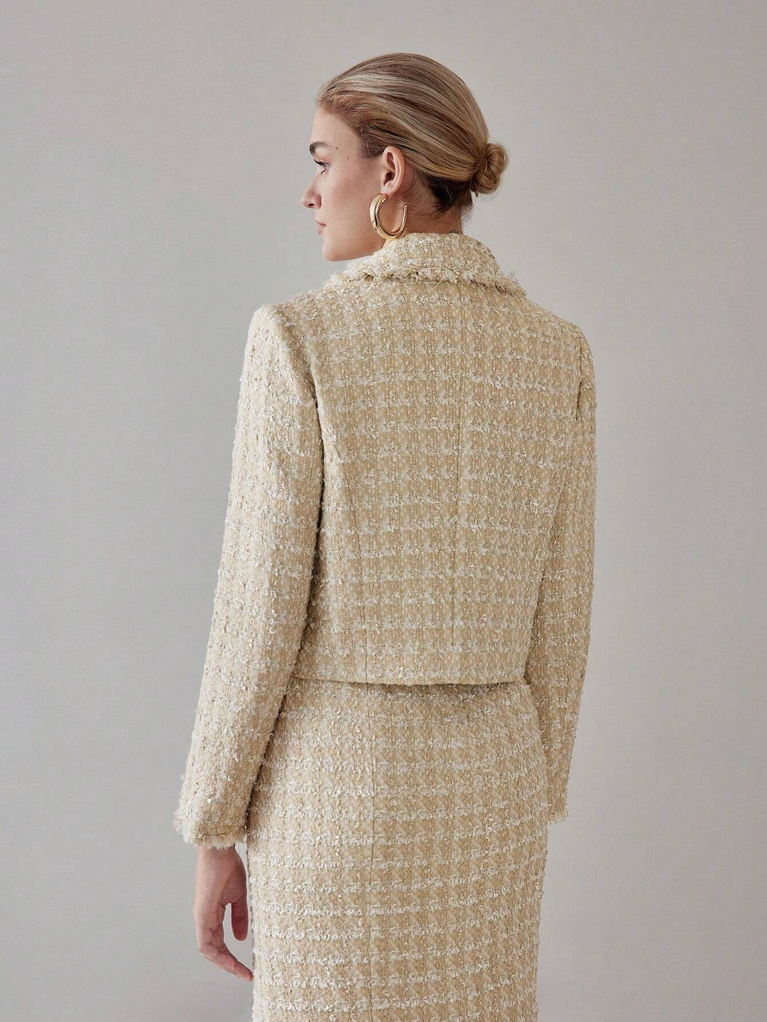 Premium Tweed Cropped Blazer Set