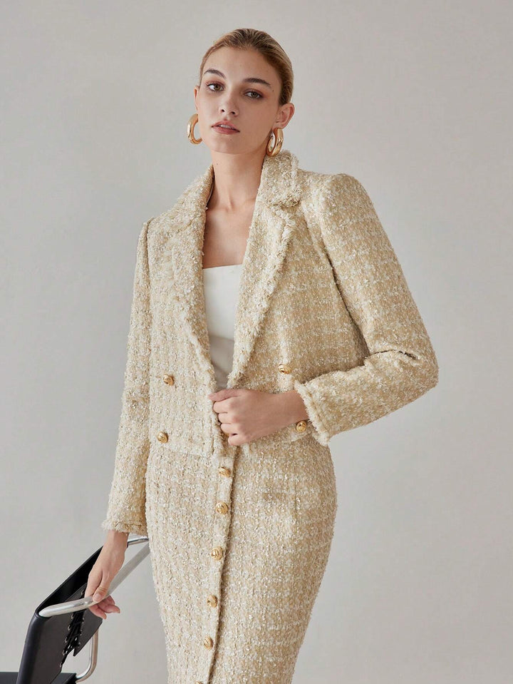 Premium Tweed Cropped Blazer Set
