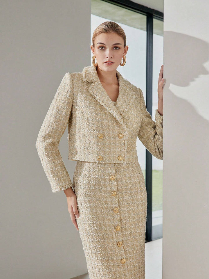 Premium Tweed Cropped Blazer Set