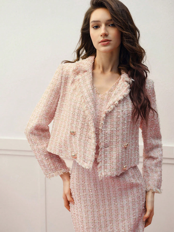 Premium Tweed Cropped Blazer Set