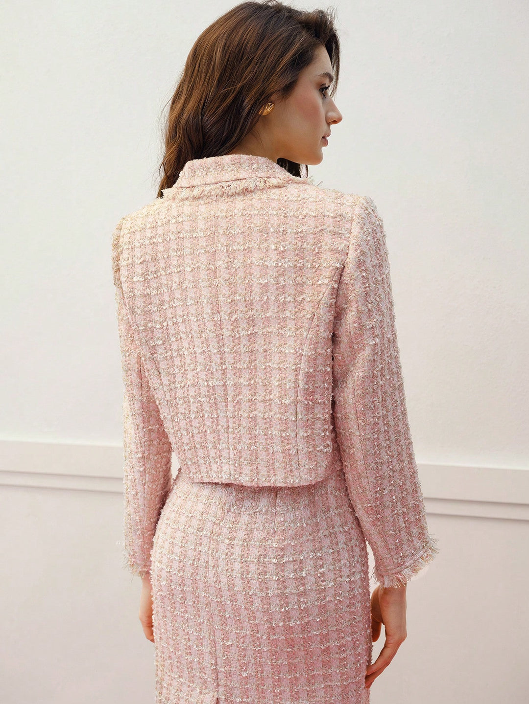 Premium Tweed Cropped Blazer Set