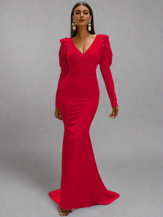 Puff Sleeve Formal Mermaid Gown