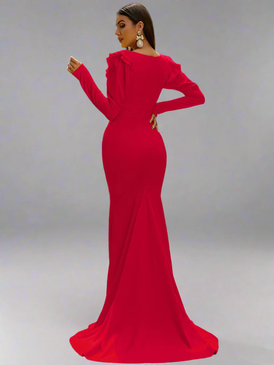 Puff Sleeve Formal Mermaid Gown