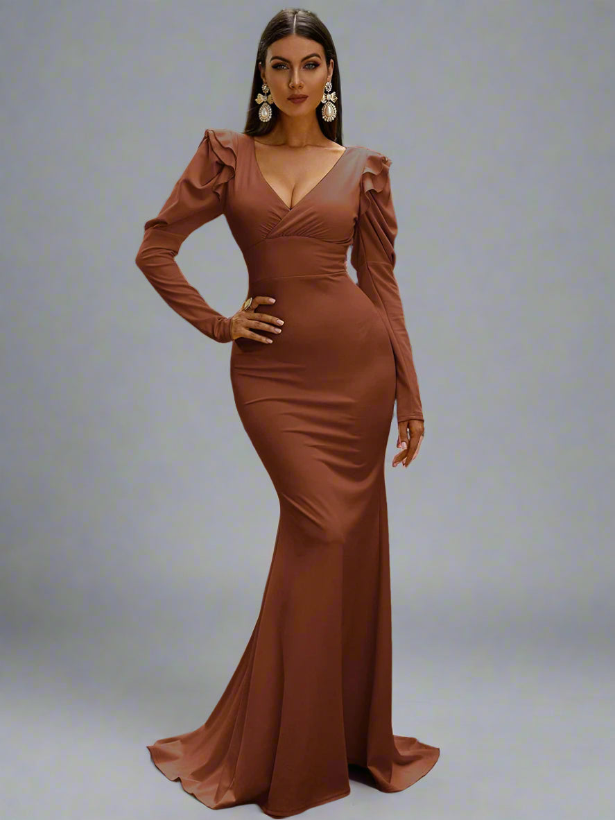 Puff Sleeve Formal Mermaid Gown