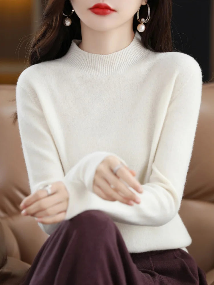 Pure Cashmere Mock Neck Sweater