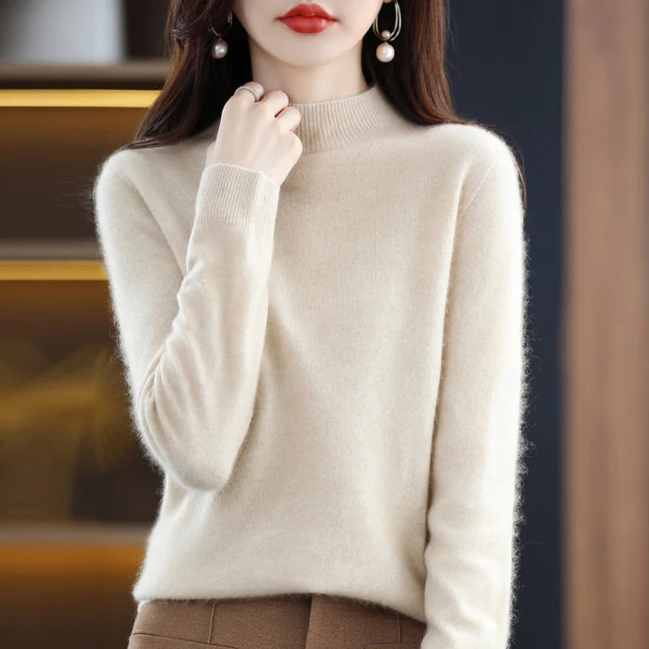 Pure Cashmere Mock Neck Sweater