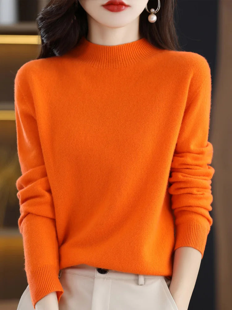 Pure Cashmere Mock Neck Sweater