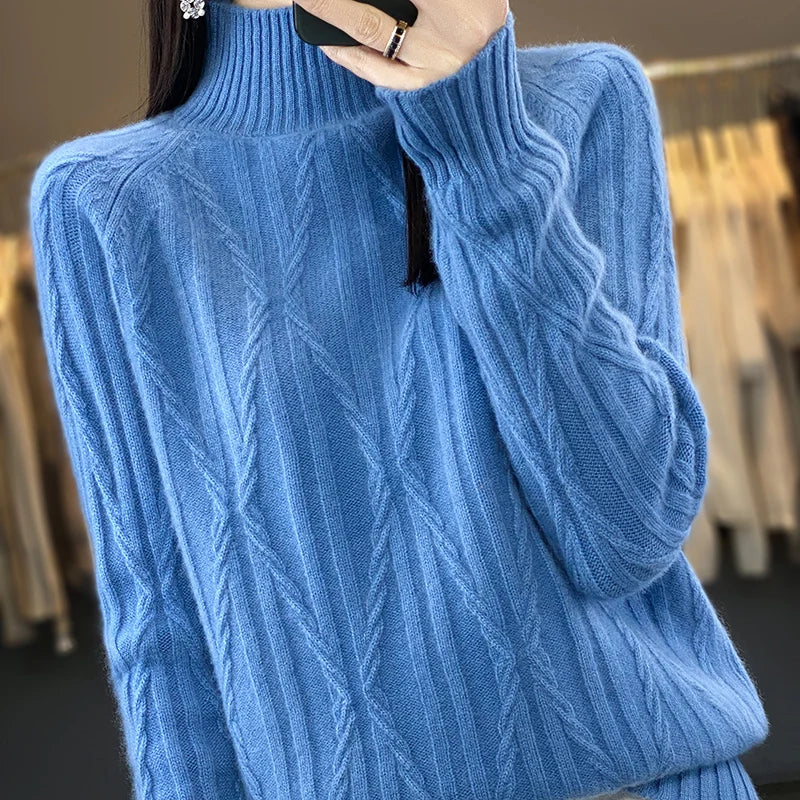 Pure Wool Cashmere Cable Knit Sweater