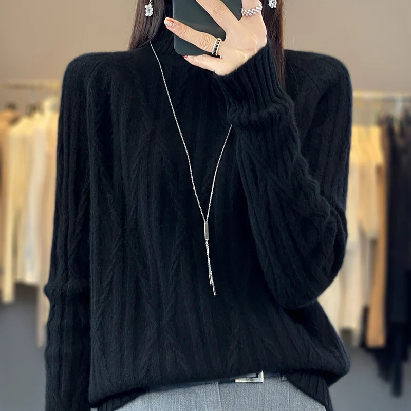 Pure Wool Cashmere Cable Knit Sweater