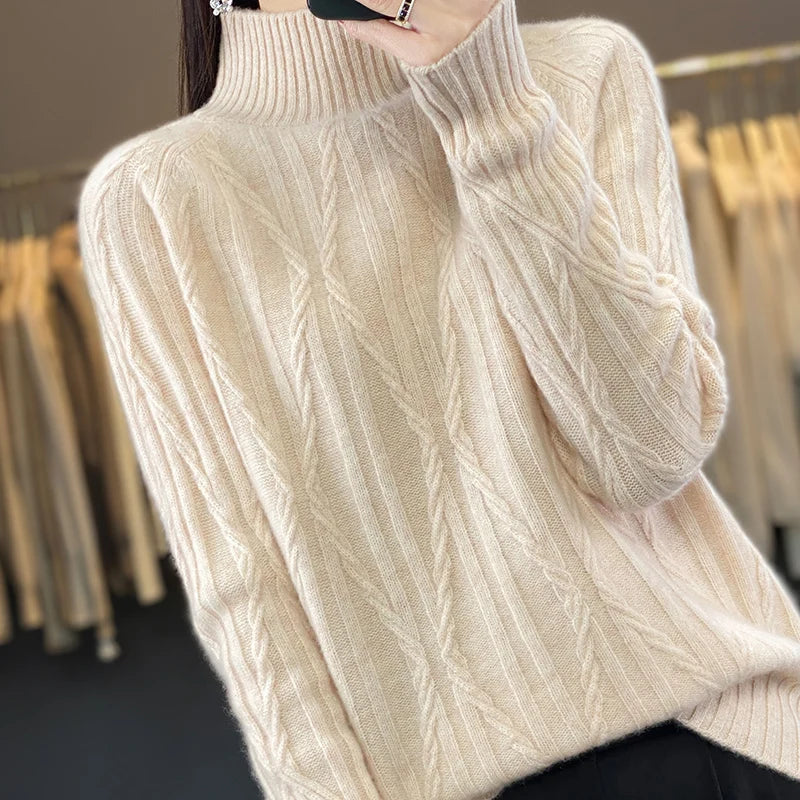 Pure Wool Cashmere Cable Knit Sweater