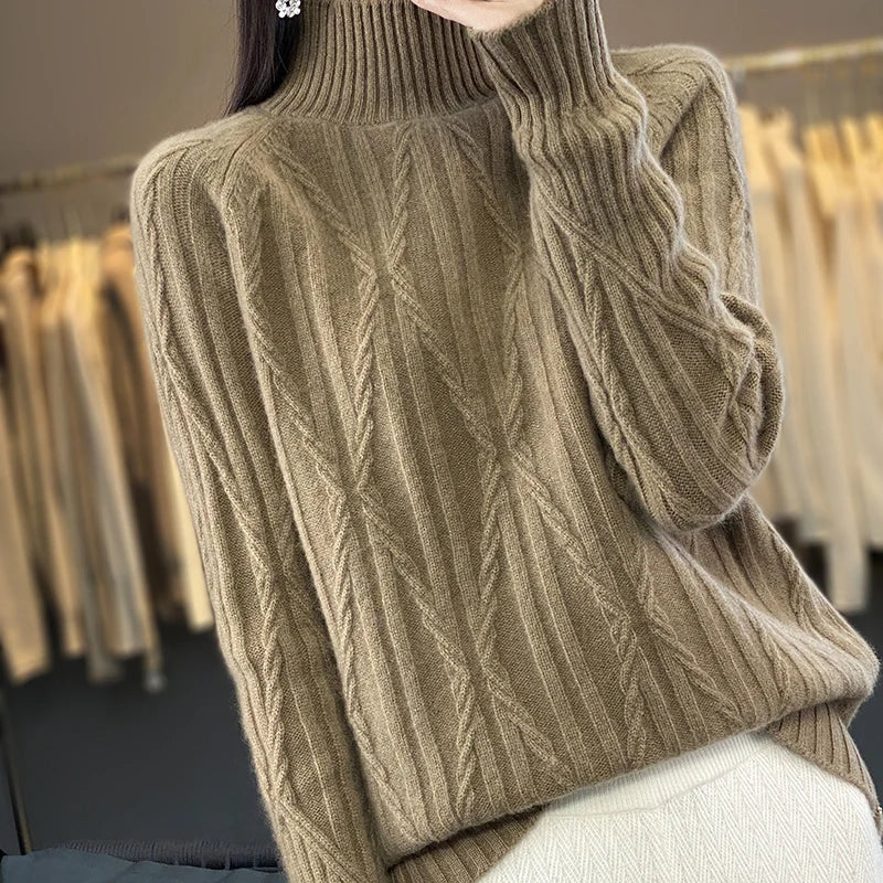 Pure Wool Cashmere Cable Knit Sweater