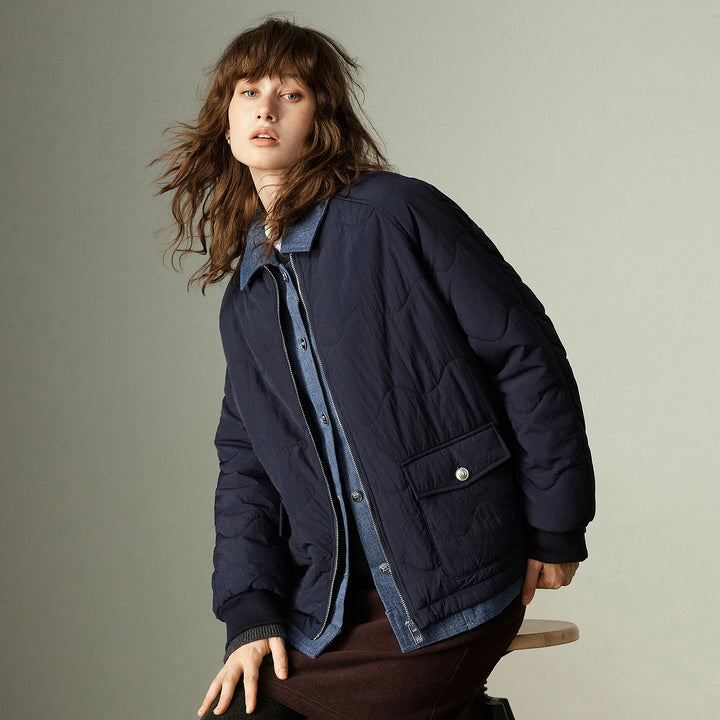 Quilted Denim Panel Cotton Jacket