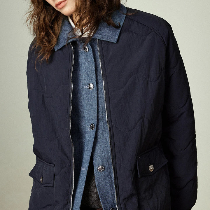 Quilted Denim Panel Cotton Jacket