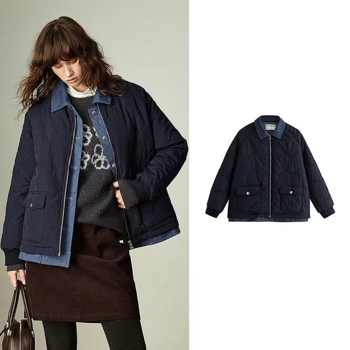 Quilted Denim Panel Cotton Jacket