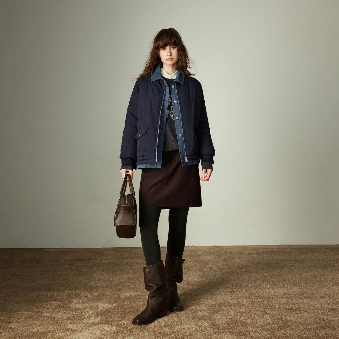 Quilted Denim Panel Cotton Jacket