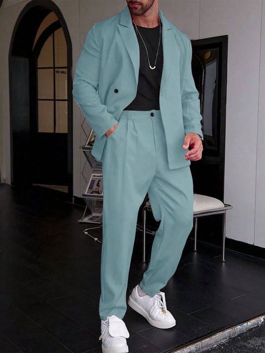 Relaxed-Fit Double-Breasted Suit Set
