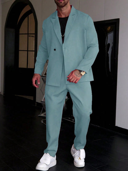 Relaxed-Fit Double-Breasted Suit Set