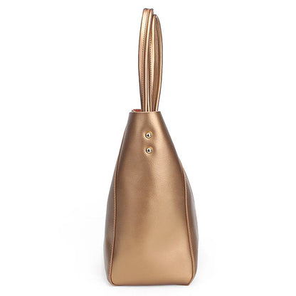 Reversible Metallic Leather Tote Bag