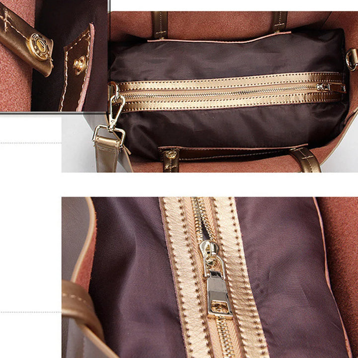 Reversible Metallic Leather Tote Bag