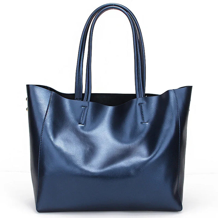 Reversible Metallic Leather Tote Bag