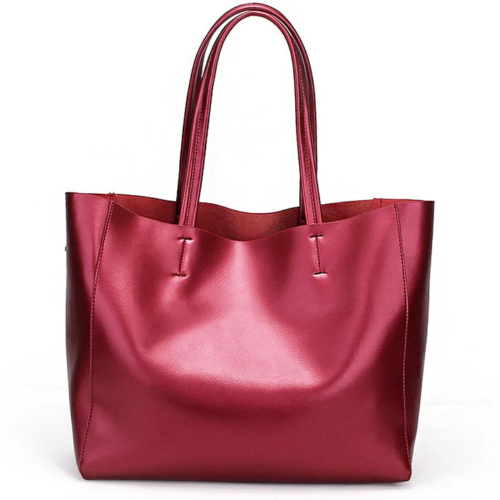 Reversible Metallic Leather Tote Bag