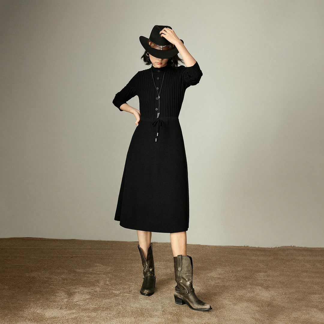 Ribbed Knit Slim Midi Dress