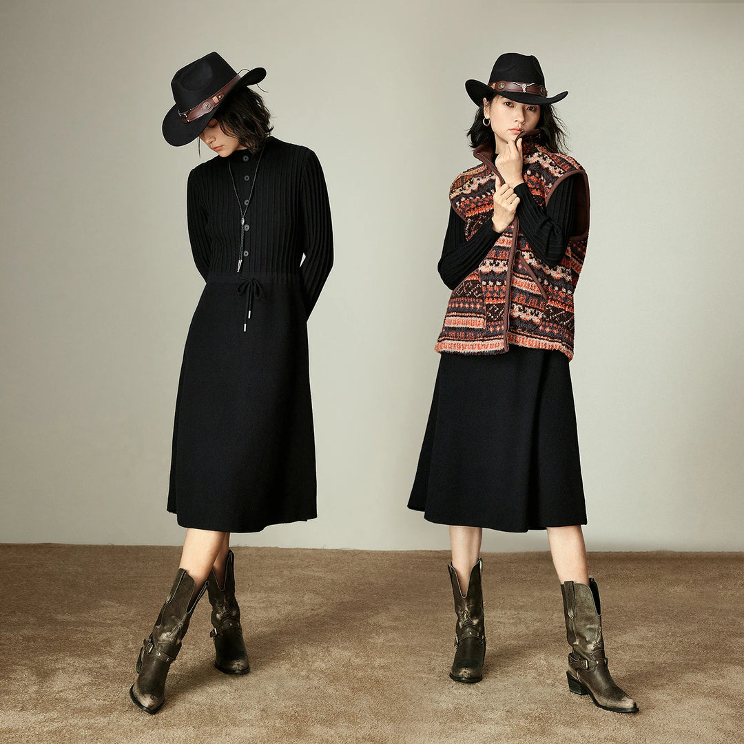 Ribbed Knit Slim Midi Dress