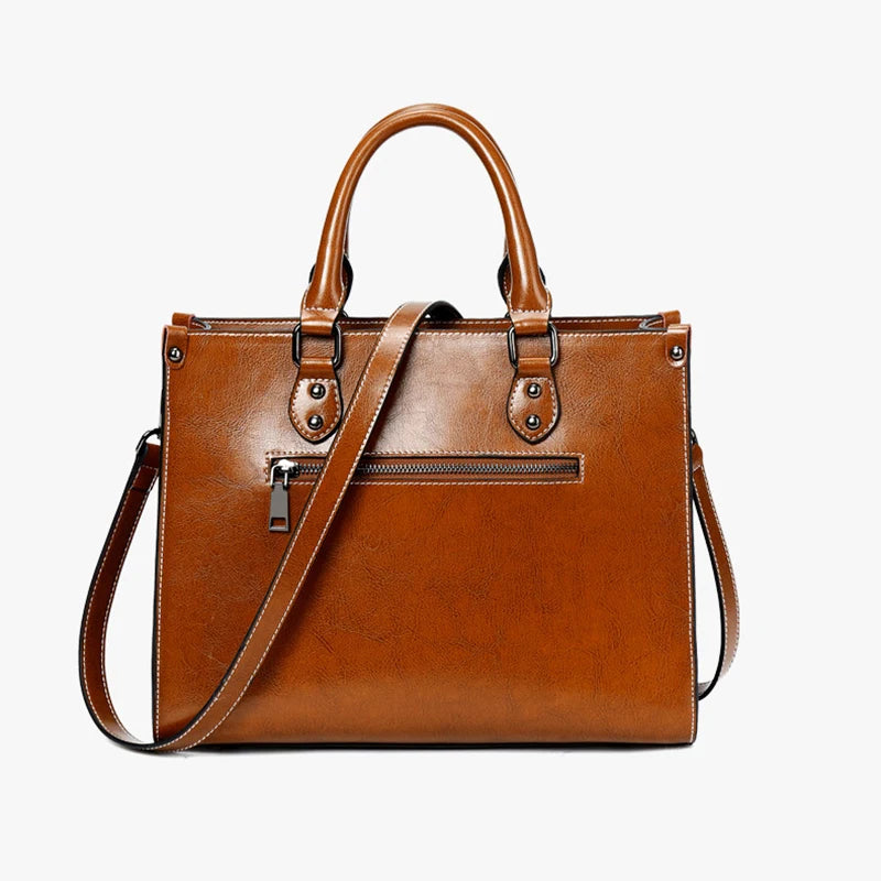 ChiClick | Vintage Contrast Stitch Leather Satchel