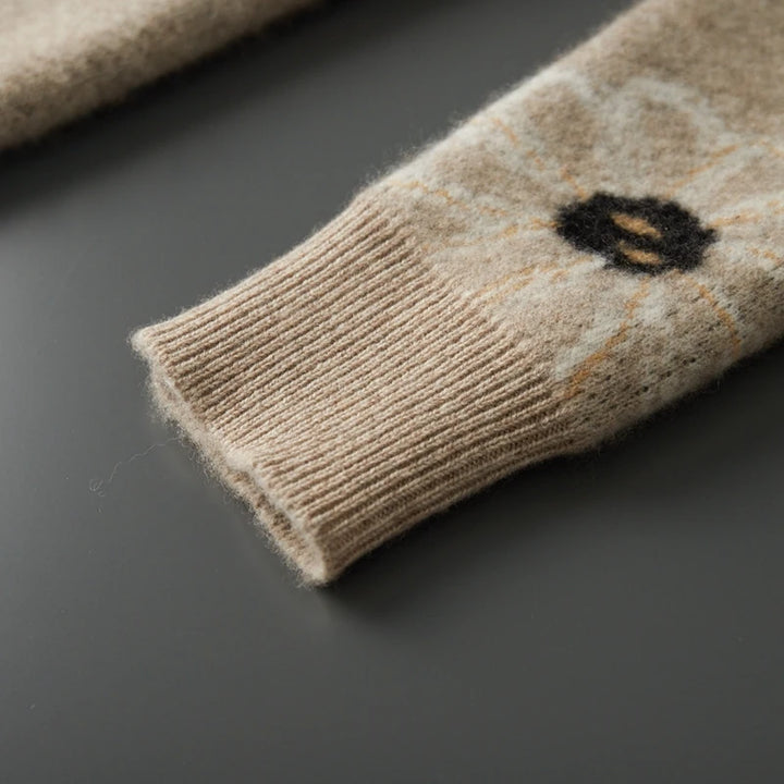 ChiClick | Floral Jacquard Cashmere Pullover Sweater