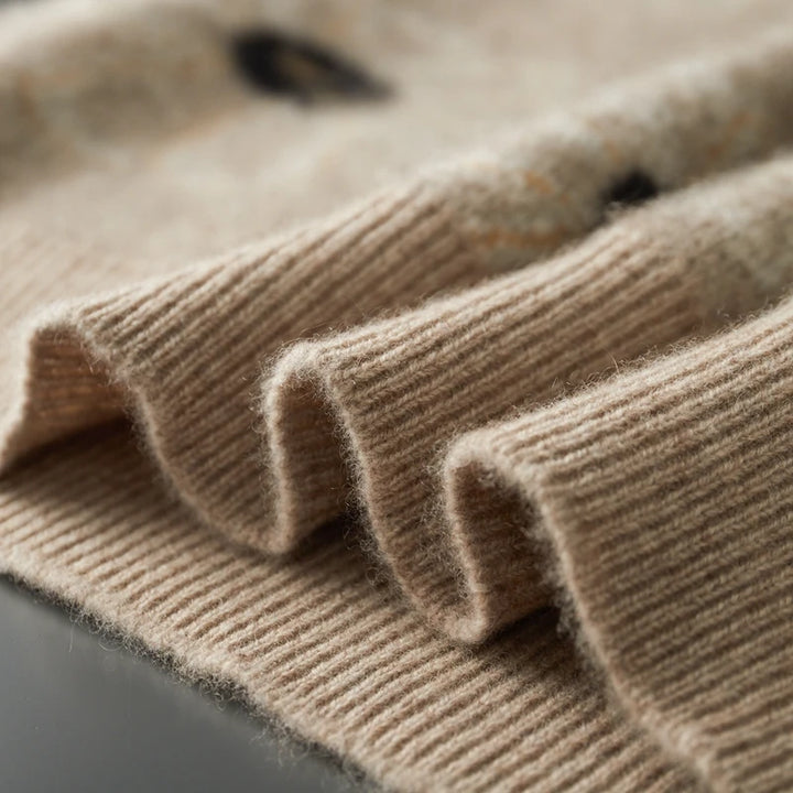 ChiClick | Floral Jacquard Cashmere Pullover Sweater