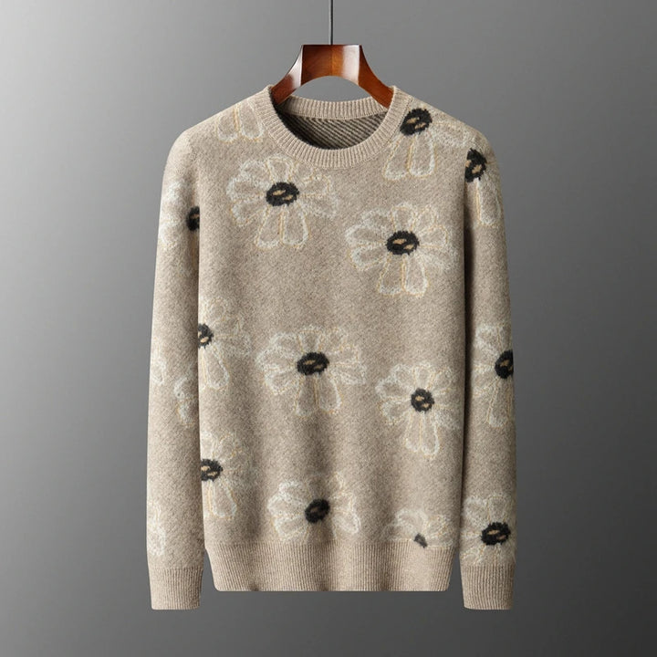 ChiClick | Floral Jacquard Cashmere Pullover Sweater