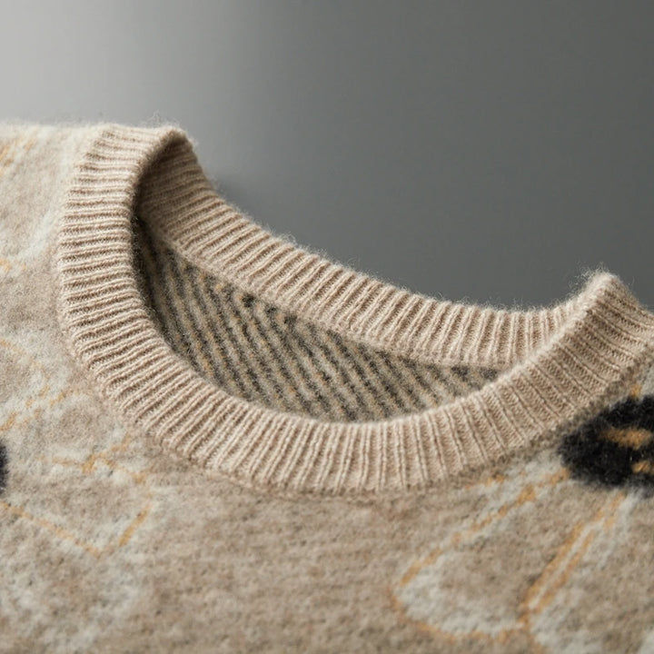 ChiClick | Floral Jacquard Cashmere Pullover Sweater