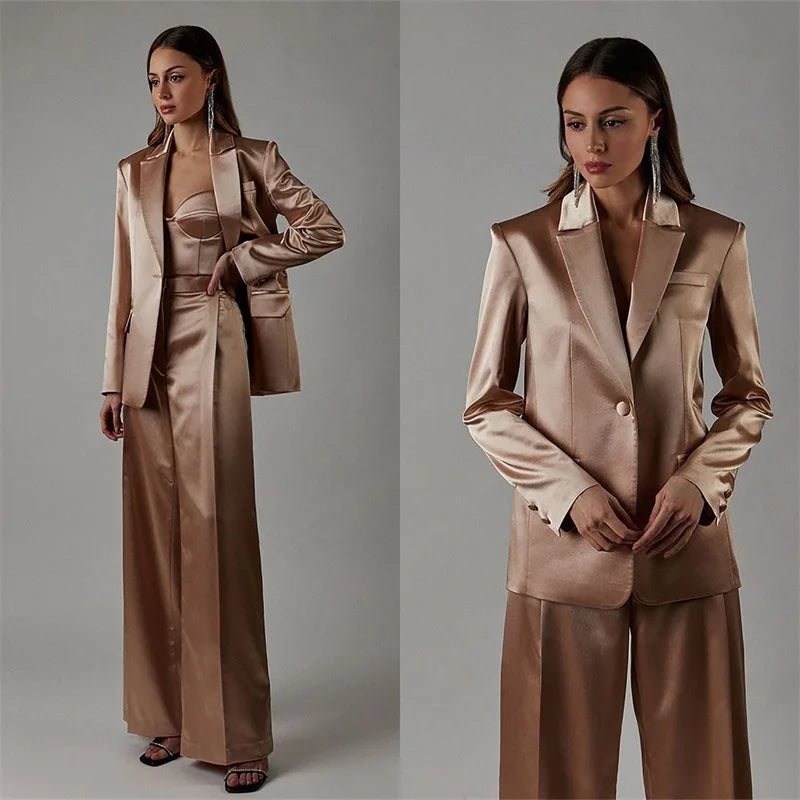 Satin Three-Piece Tailored Set
