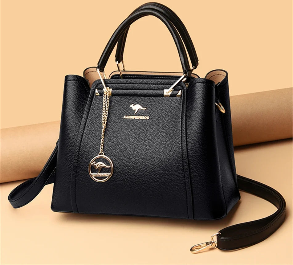 ChiClick | Structured Top Handle Leather Tote