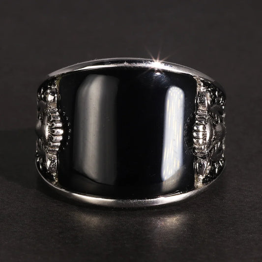 Sculptural Onyx Sterling Silver Signet