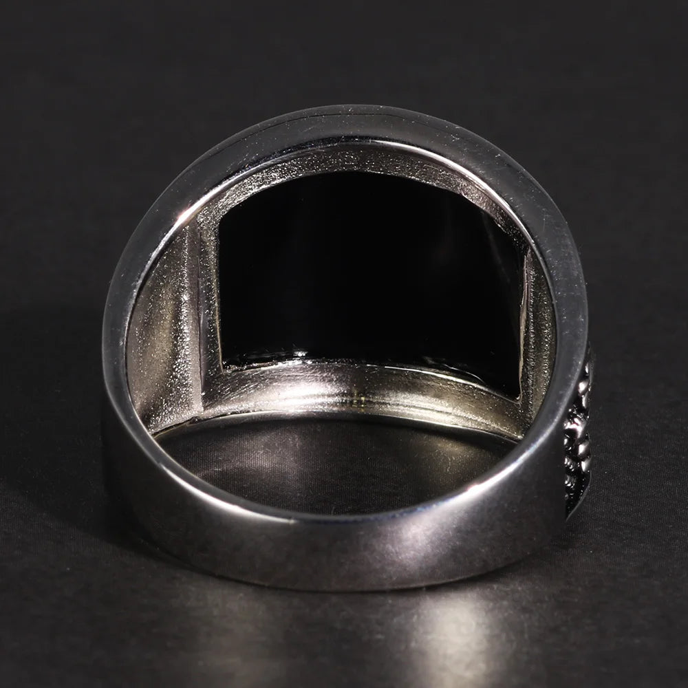 Sculptural Onyx Sterling Silver Signet