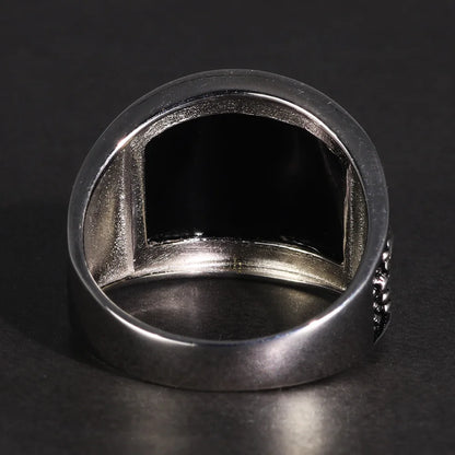 Sculptural Onyx Sterling Silver Signet