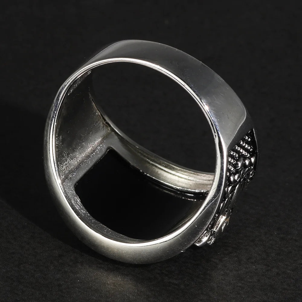 Sculptural Onyx Sterling Silver Signet