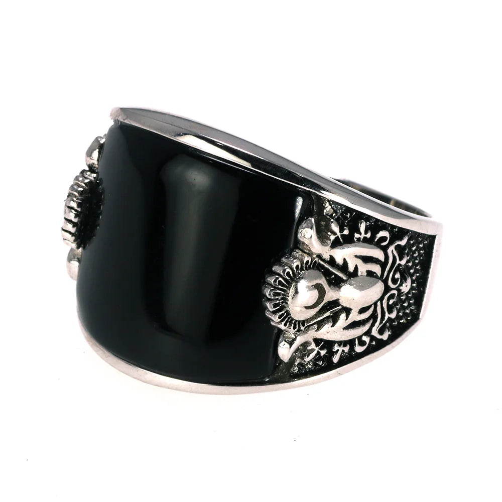 Sculptural Onyx Sterling Silver Signet