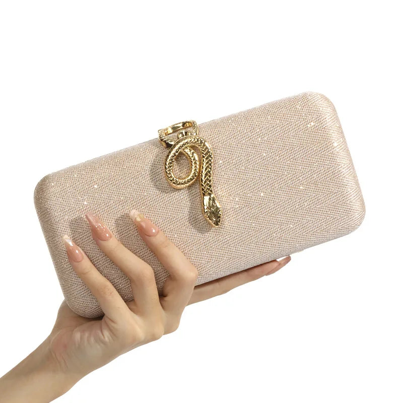 Serpent Clasp Crystal Evening Clutch