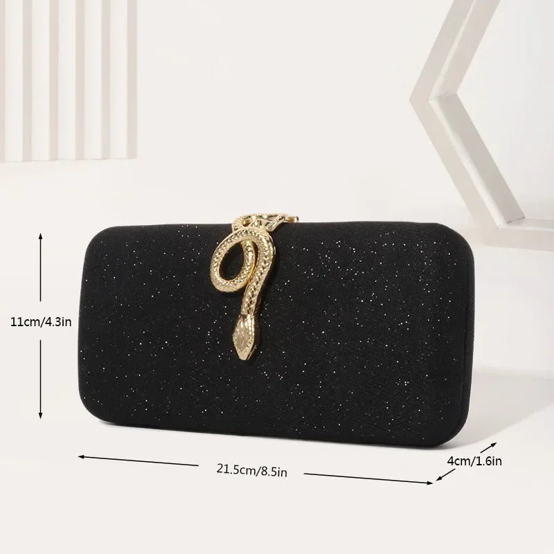 Serpent Clasp Crystal Evening Clutch