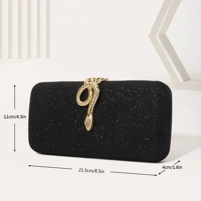 Serpent Clasp Crystal Evening Clutch