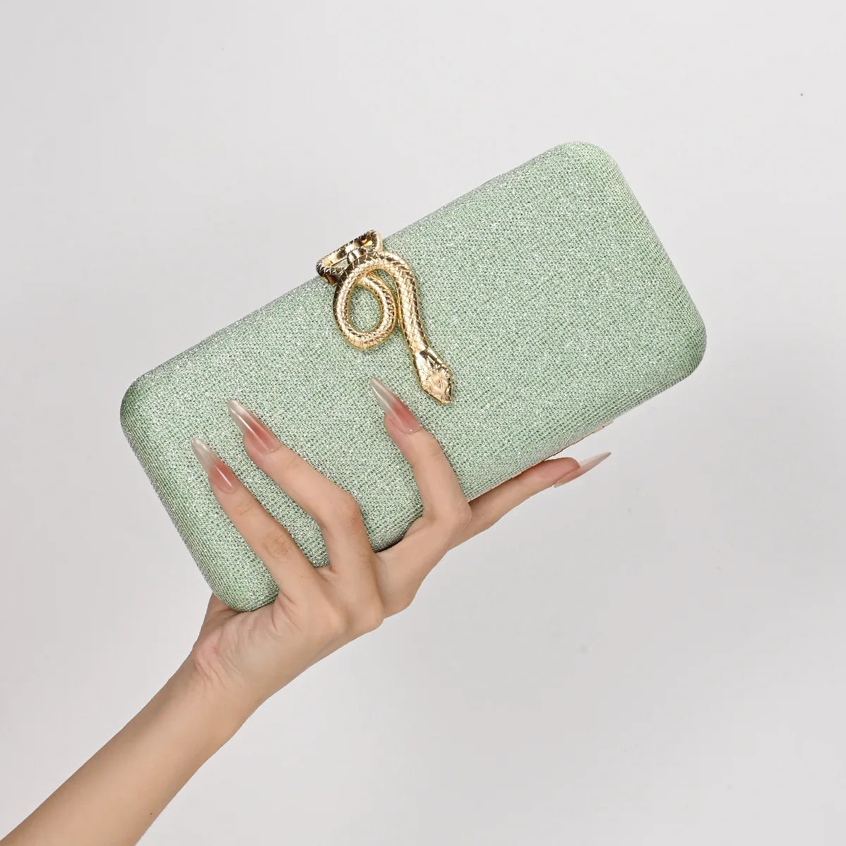 Serpent Clasp Crystal Evening Clutch