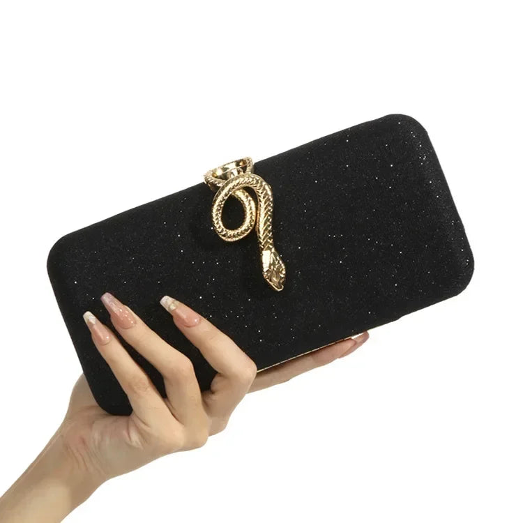 Serpent Clasp Crystal Evening Clutch