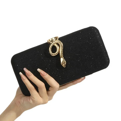 Serpent Clasp Crystal Evening Clutch