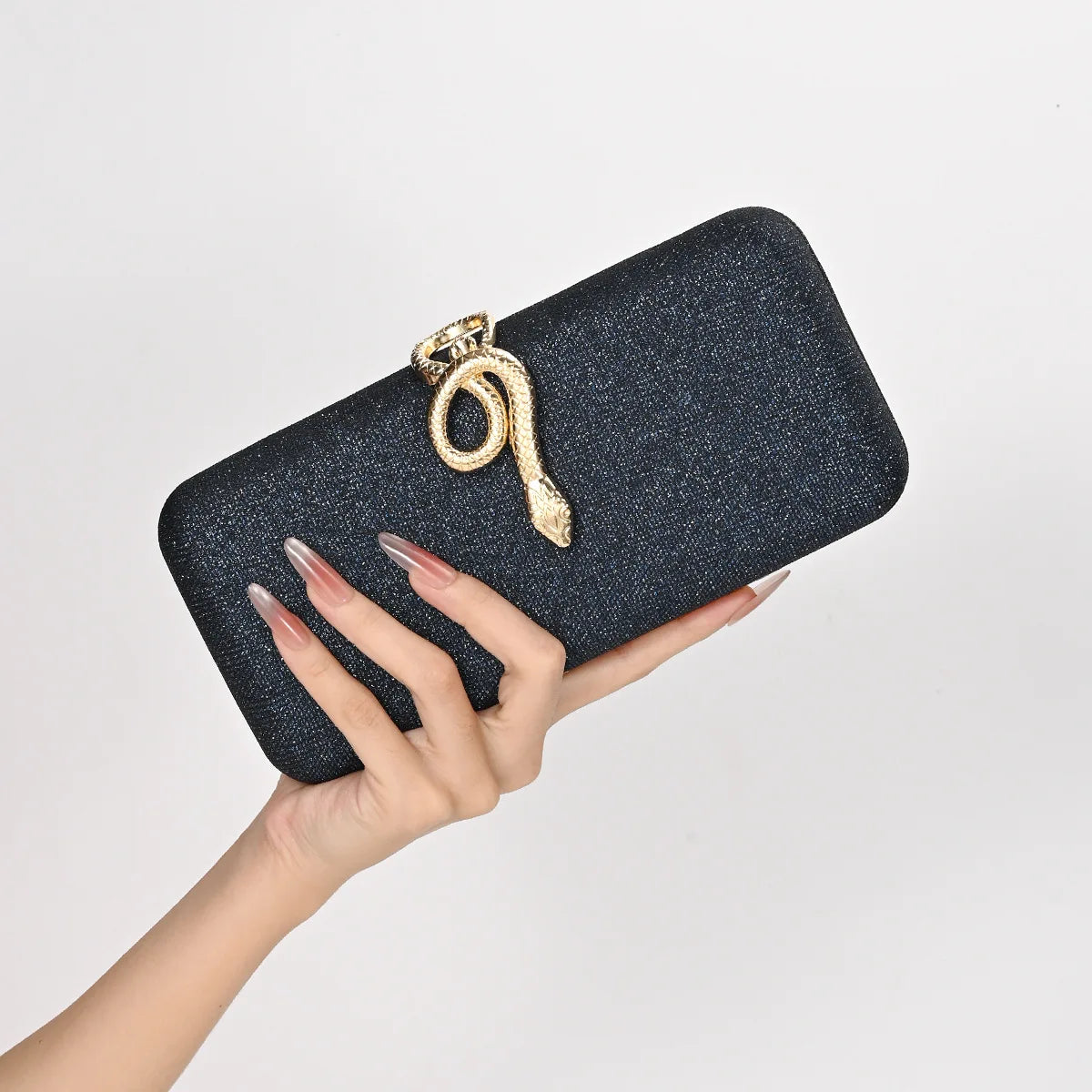 Serpent Clasp Crystal Evening Clutch